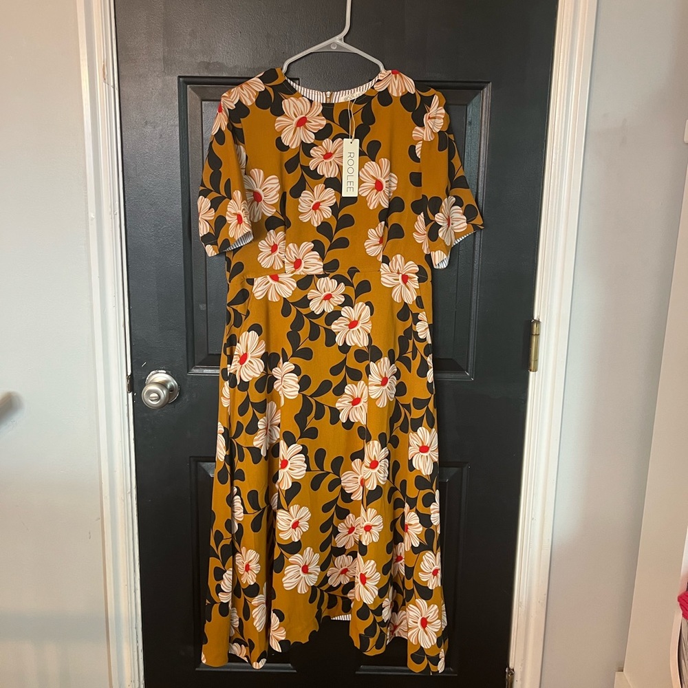 Roolee mustard floral dress size large